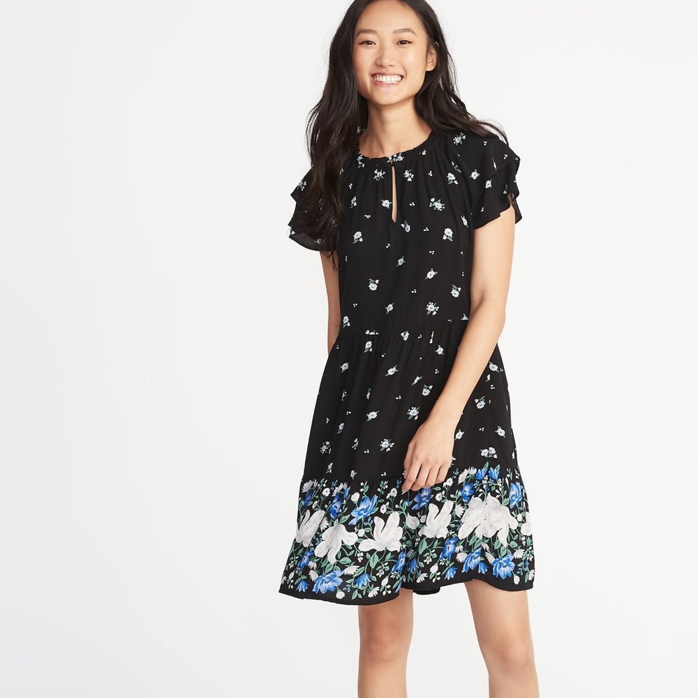 OLD NAVY FLORAL CINCHED WAIST DRESS